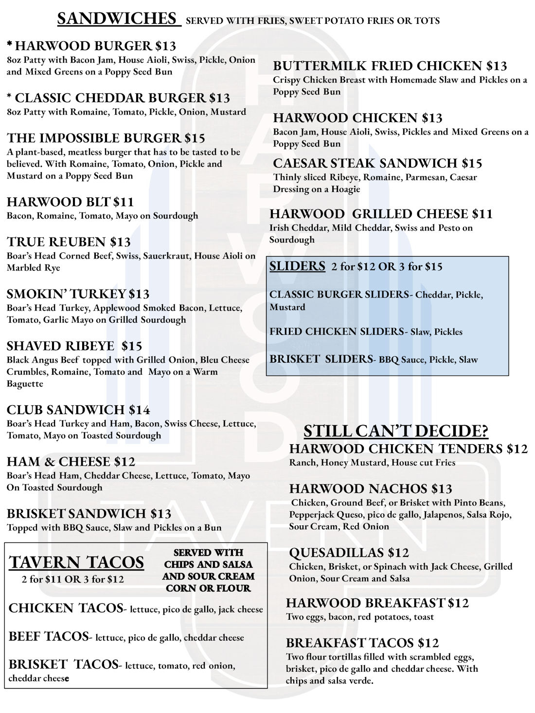 Harwood Tavern Restaurant